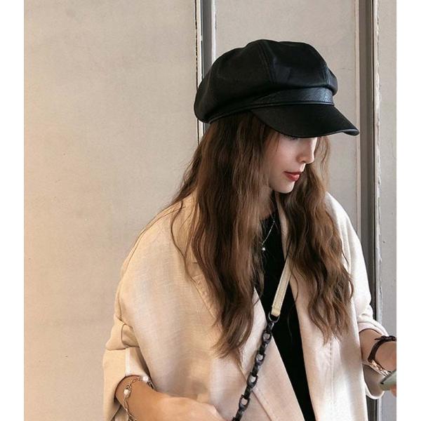 キャスケット puレザー ハンチング ブラック 帽子 メンズ キャップ