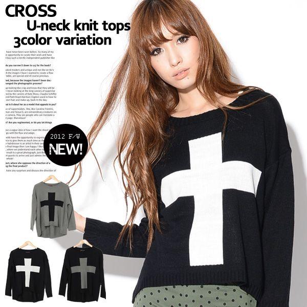 ロック感あふれる大胆なクロス セーター ｂｒ ロックファッション レディース ロック パンク レディースセーター ロック 着こなし パンクファッション ロッ Cross Knit ストリート ロックファッションwad 通販 Yahoo ショッピング