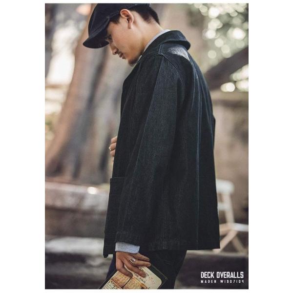 デニムジャケット カバーオール デッキ ジャケット インディゴ ヘチマ