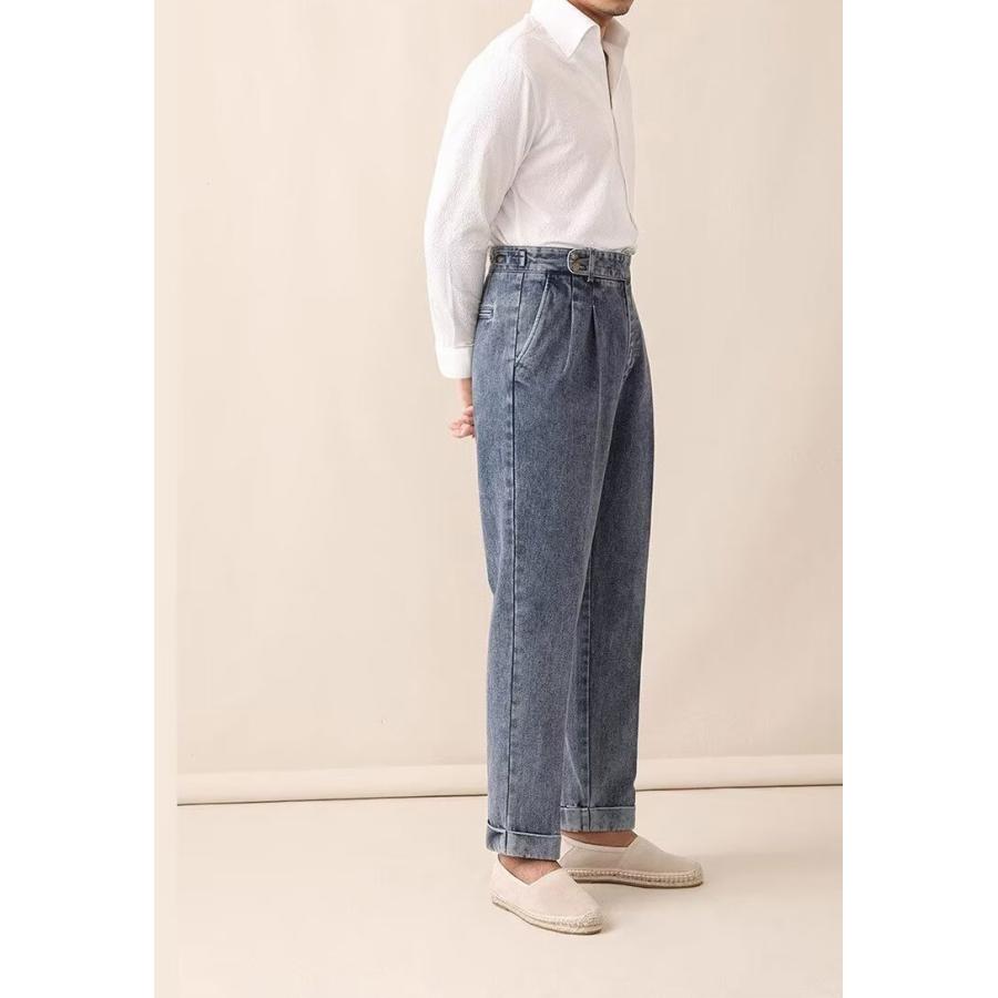 【インディゴ】スラックスデニム TIME SALE] Jeanik ジーニック インディゴ ブラック ワイド デニム