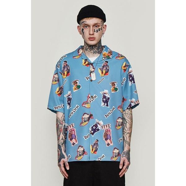 DEZZN ディズーン 開襟シャツ アロハシャツ 半袖 メンズ ロカビリー