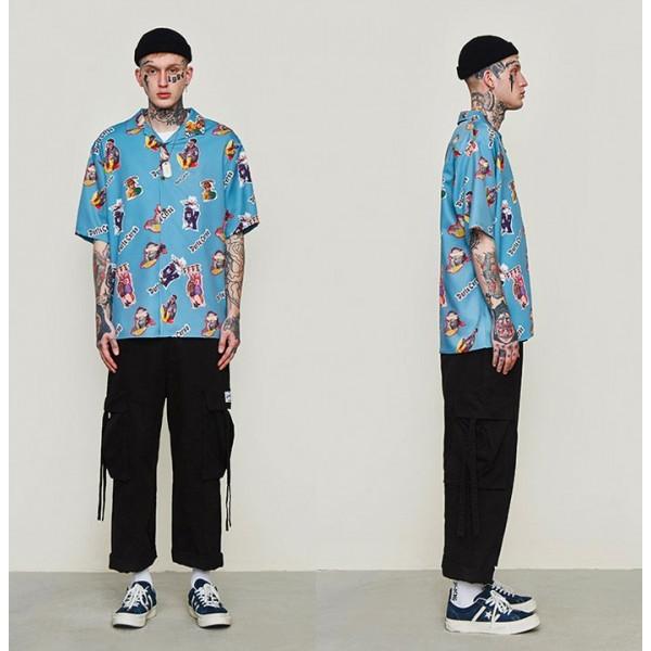 Dezzn ディズーン 開襟シャツ アロハシャツ 半袖 メンズ ロカビリー レトロシャツ メンズ カットシャツ ストリートファッション ロック パンク ファッション Dezzn Shirts ストリート ロックファッションwad 通販 Yahoo ショッピング