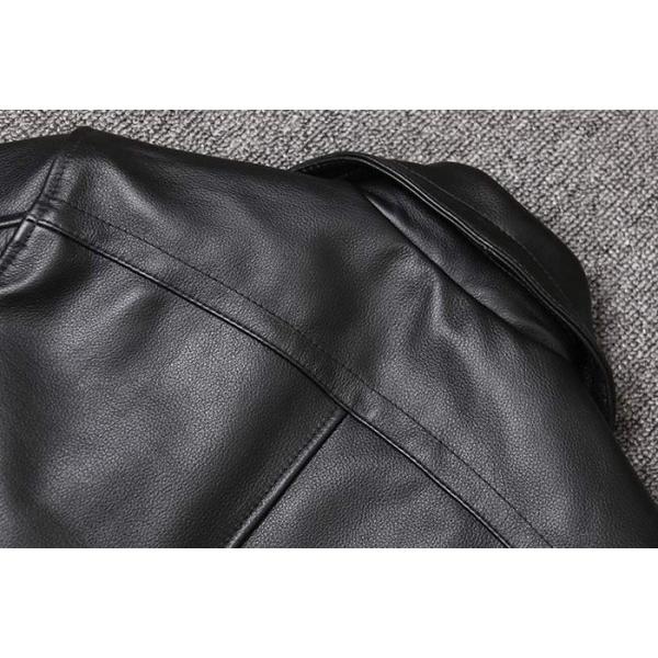 メンズ レザー コート 本革 ブラック ダブル ピーコート 防寒 PEA-COAT