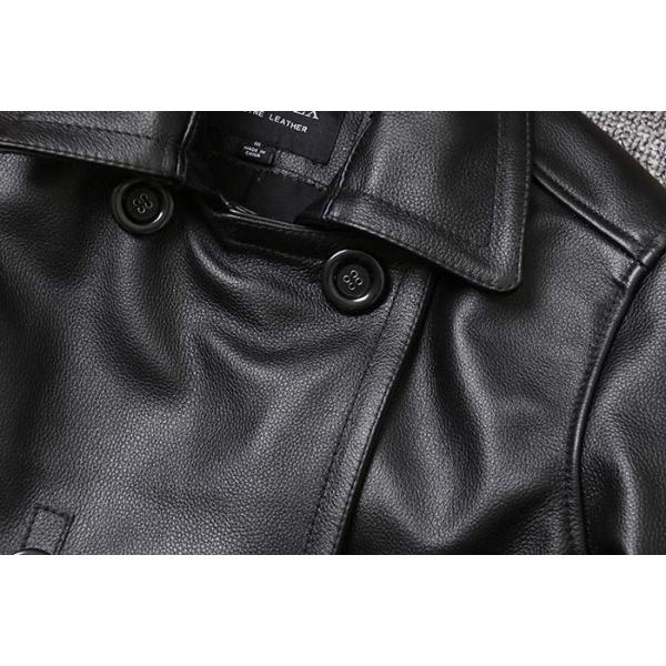 メンズ レザー コート ダブル ピーコート 防寒 PEA-COAT Pコート