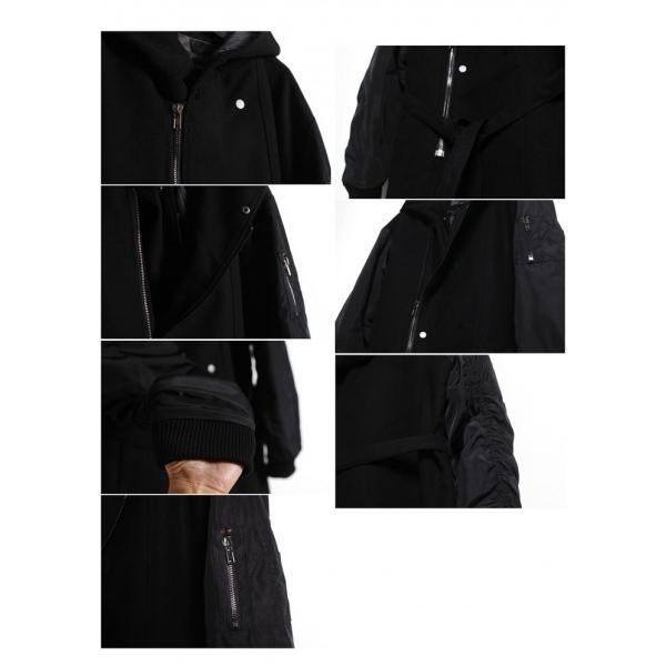 ライダースコート MA-1 ビックフード ロングコート メンズ ウール