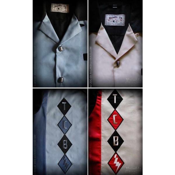 rumble59ユーロ・ロカビリー ダイヤ柄刺繍ボーリングシャツ 2カラー