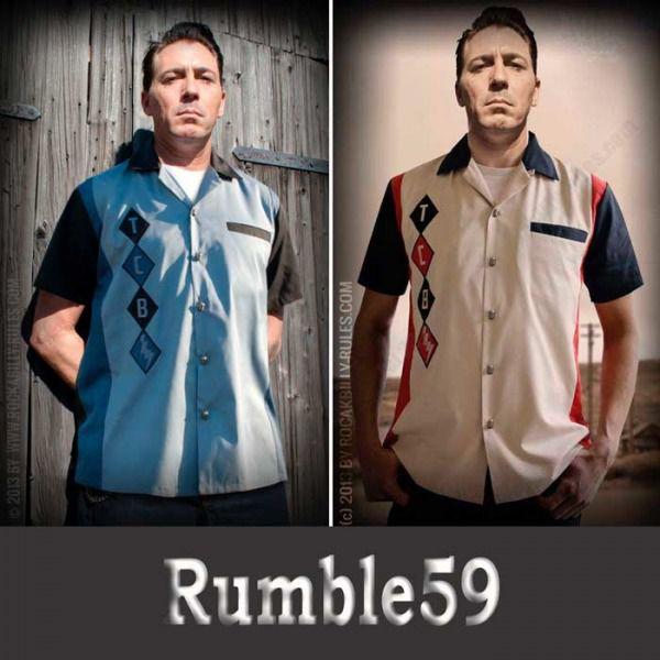 rumble59ユーロ・ロカビリー ダイヤ柄刺繍ボーリングシャツ 2