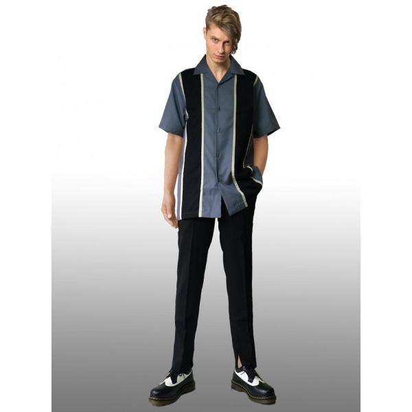 開襟シャツ 半袖 メンズ ボーリングシャツ ボウリングシャツロカビリー