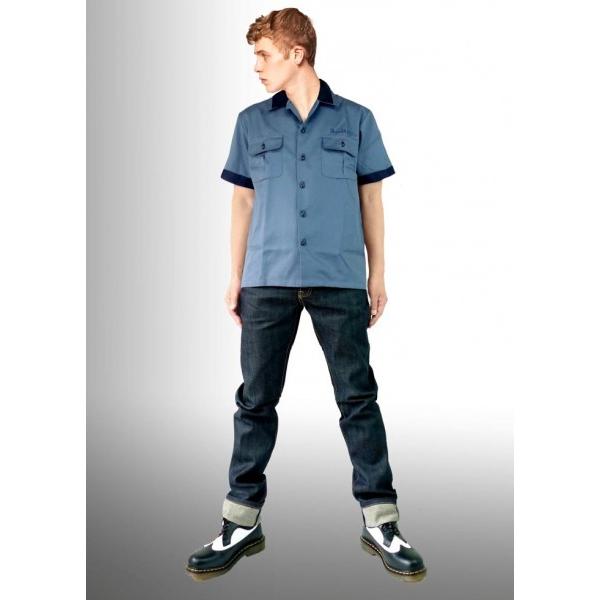 rumble59ユーロ・ロカビリー 刺繍ボーリングシャツ ショート丈 ワーク