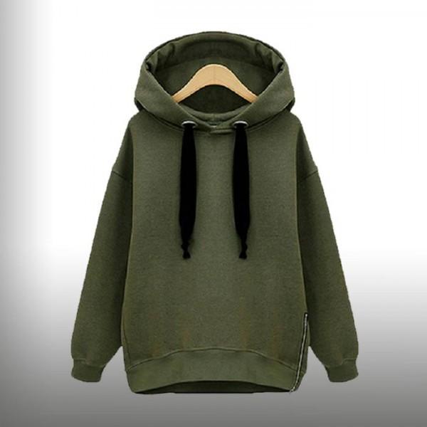 サイドにZIPアクセントの変形カーキ パーカー フーディー ROCK PUNK