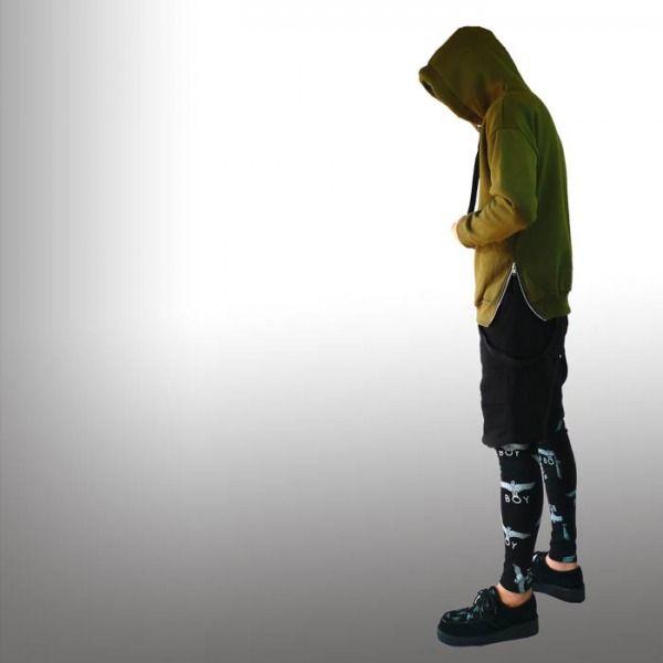 AMERICANA Side Zip Parka サイドジップパーカー カーキ サイドにZIPアクセントの変形カーキ パーカー フーディー ROCK PUNK