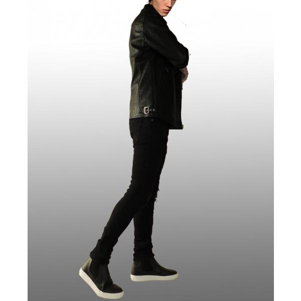 フェイクレザーライダース シングルライダース アウター メンズ