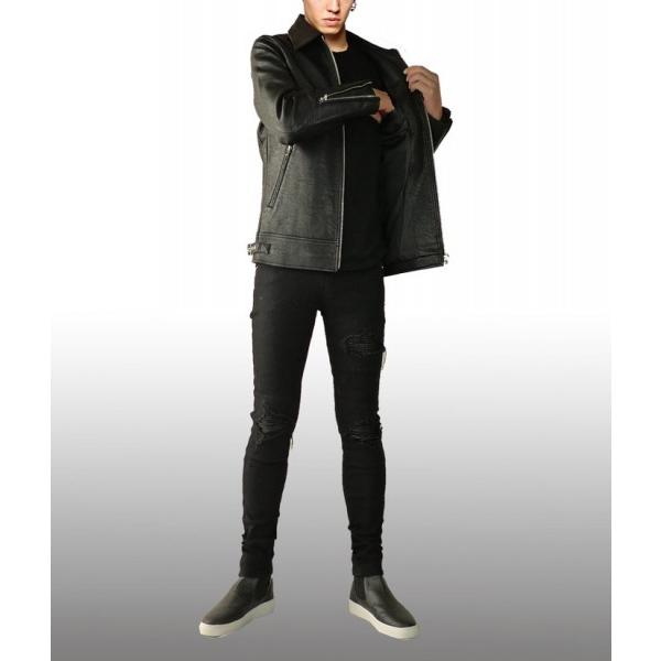 フェイクレザーライダース シングルライダース アウター メンズ