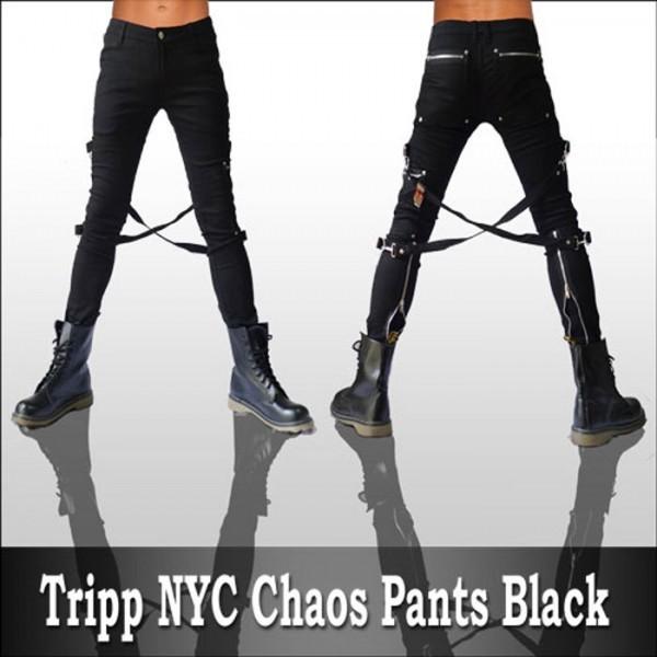 Tripp NY chaos-pants ブラック ジップ ボンテージ カーゴ スキ二ー