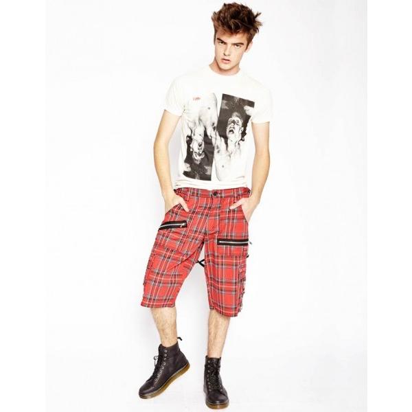 Tripp NY ジップ ボンテージ ハーフ パンツ 赤タータン チェック Tripp NY ジップ ボンテージ ハーフ パンツ 赤タータン チェック