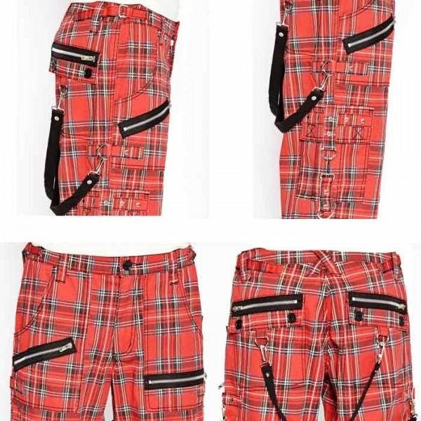 Tripp NY ジップ ボンテージ ハーフ パンツ 赤タータン チェック Tripp NY ジップ ボンテージ ハーフ パンツ 赤タータン チェック