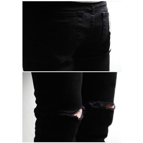 ブラック クラッシュ 裾ZIP スキニー ダメージ スキニー パンツ