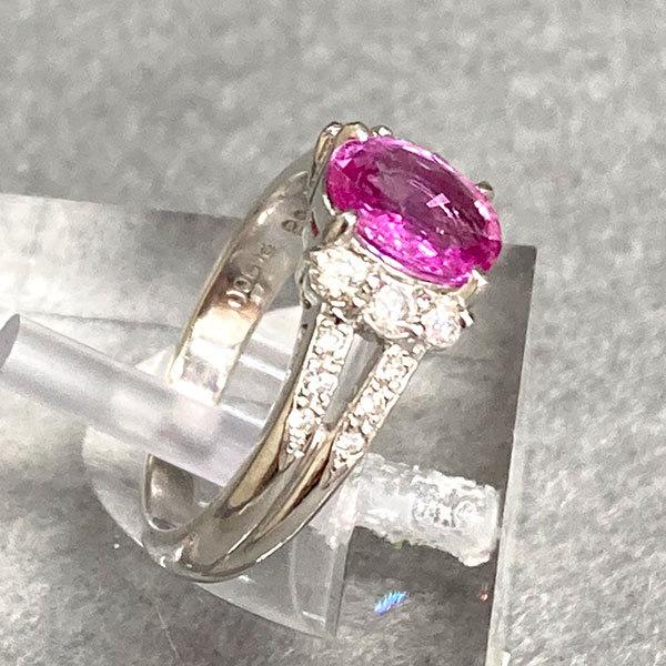 ピンクサファイアプラチナ900 Pt900 ピンクサファイア ＆ ダイヤモンド リング 上品 豪華