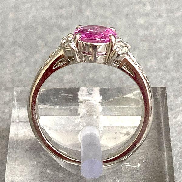 ピンクサファイアプラチナ900 USED】指輪 Pt900 9号 サファイア1.38ct（刻印） メレダイヤ0.28