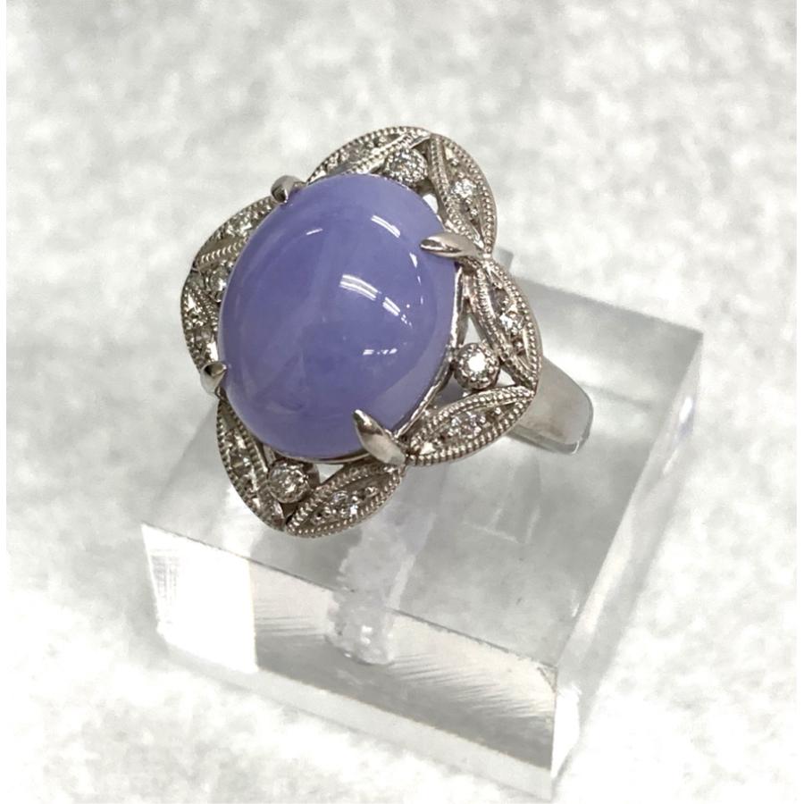 Pt900 ブルートパーズ メレダイヤ リング 12号 ユーズド品（中古）