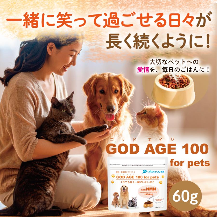 ペット NMN 犬 サプリメント 猫 サプリ ゴッドエイジ100 for 60g 日本
