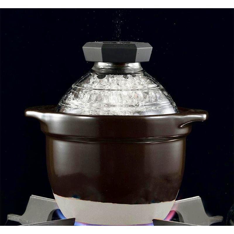HARIO ハリオ 萬古焼 フタがガラスのご飯釜1〜2合 GNR-150-B-W 絶品ご飯 テレビで話題の画像