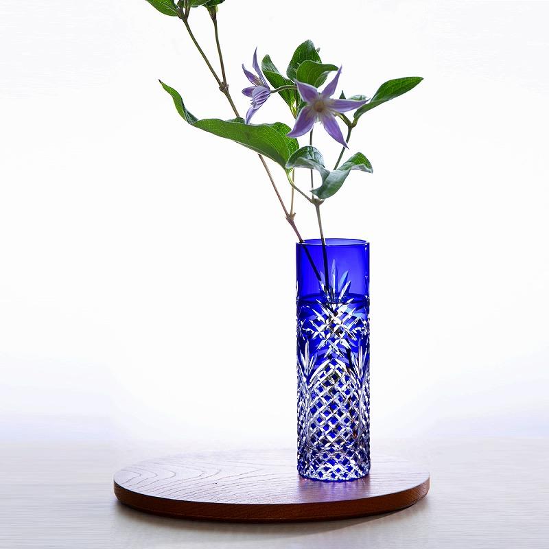 R　ナルミ フラワーベース NARUMI ナルミ グラスワークス アルタイル 一輪挿し (青) 17.5cm