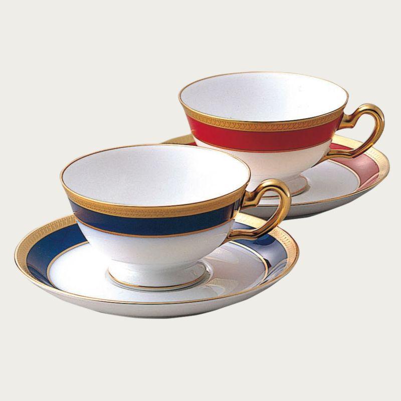 大倉陶園 片葉金蝕 ティー・コーヒー碗皿ペアセット（色変り） 195ml