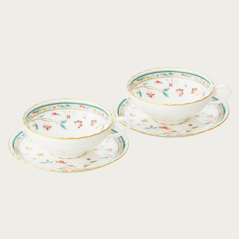 ノリタケ Noritake 花更紗 ティー碗皿ペアセット ティーカップ