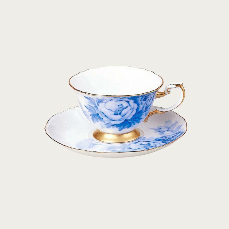 美品 OKURA 大倉陶園 呉須正倉院 カップ＆ソーサー 1客 ティー コーヒー 碗皿 SO2351J2 手描き】呉須正倉院 カップ＆ソーサー