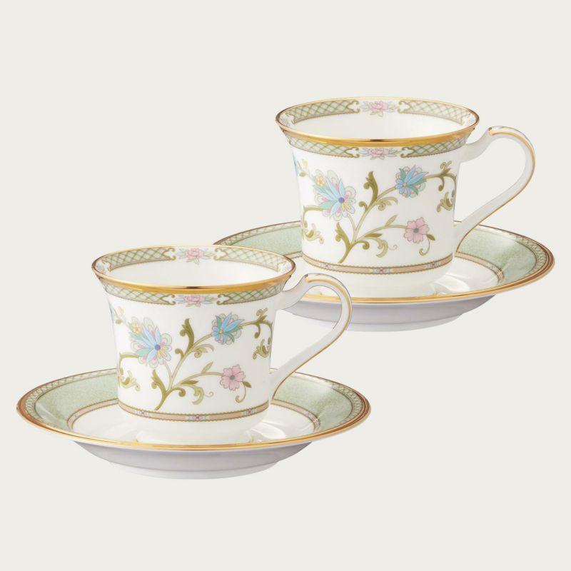 Noritake ノリタケ ヨシノ アメリカン碗皿ペアセット(グリーン 