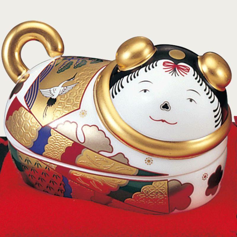 ノリタケ Noritake 桃の節句 置物 歳時記 蓋物 犬筥（いぬばこ） K102