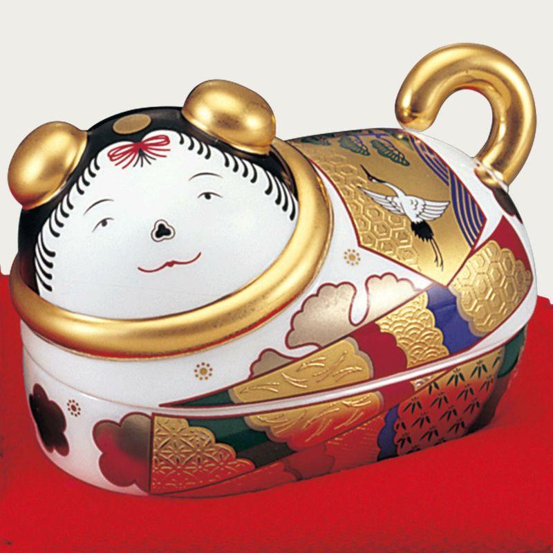 ノリタケ Noritake 桃の節句 置物 歳時記 蓋物 犬筥（いぬばこ） K102