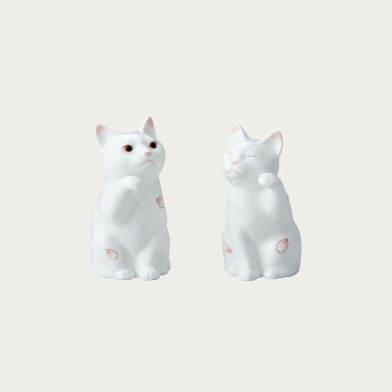 ノリタケ Noritake 置物 招き猫(小)ペアセット 白無地 P45523 ノリタケ Noritake 置物 招き猫(小)ペアセット 白無地 P45523