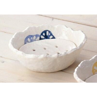 三陶 萬古焼 水切り鉢(水切付) 中鉢 ておこし流水 08849 ておこし