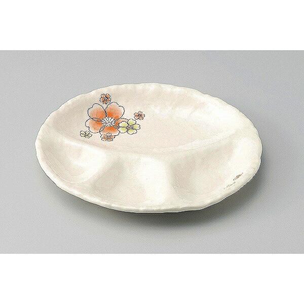 三陶 萬古焼 仕切りプレート ランチプレート 大皿 花夢(赤) 12272 花夢