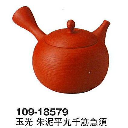 三陶 常滑焼 玉光 朱泥平丸千筋急須 18579 セラメッシュ 340ml : WADA