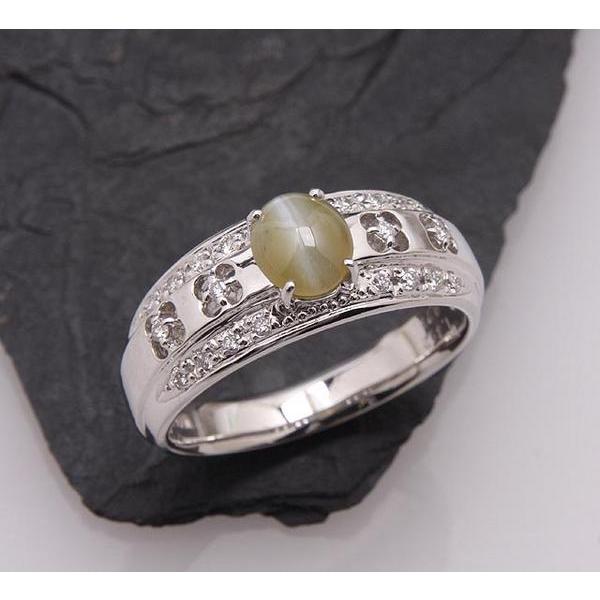 驚きの価格が実現 《質屋出品》Pt900 クリソベリルキャッツアイリング