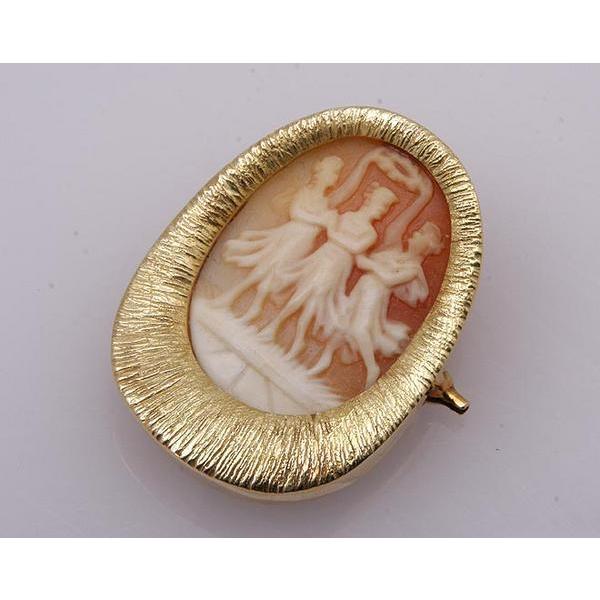 《質屋出品》k18★シェルカメオブローチ★C-1970