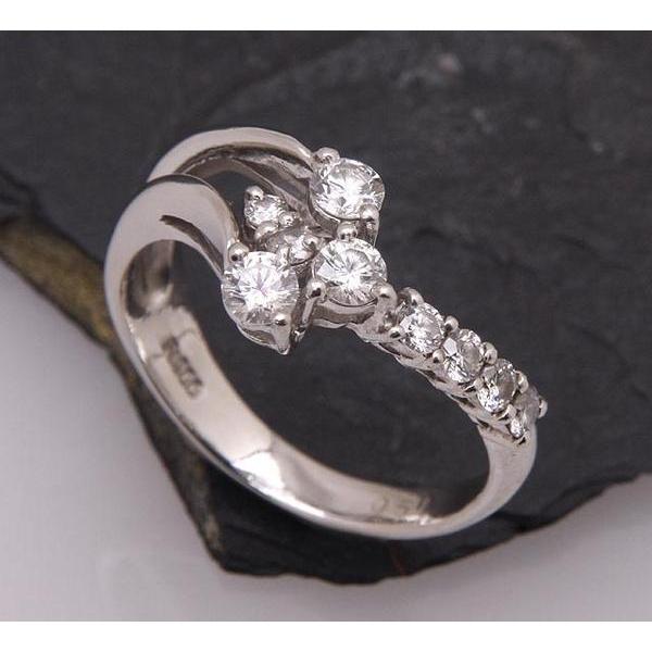 《質屋出品》Pt900★天然ダイアモンド0.51ctデザインリング★C-2101