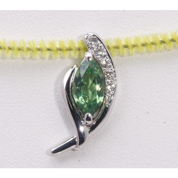 質屋出品》k18WG☆グリーンガーネット1.26ct+ダイアペンダント☆C-2438  