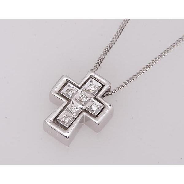 質屋出品》POLAポーラ☆Pt850/k18WG天然ダイアモンドクロスネックレス 