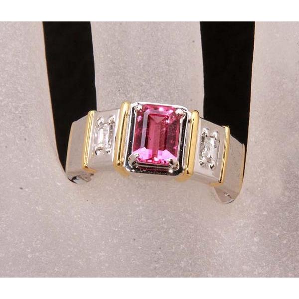 質屋出品》Pt900/k22☆天然ピンクトルマリン0.93ct+ダイアモンドリング