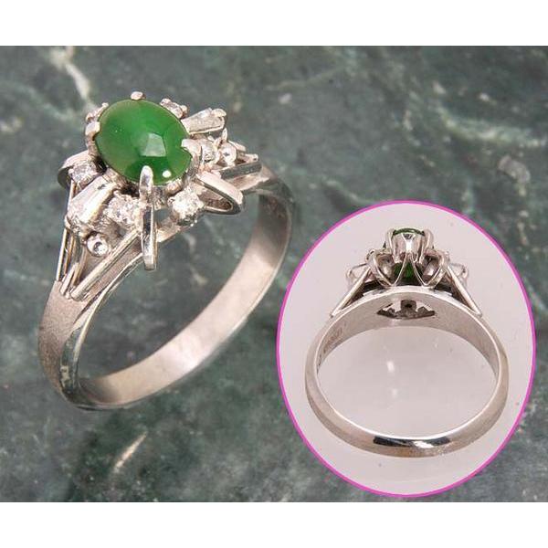 質屋出品》k18☆翡翠の花透かし彫りリング☆C-1973