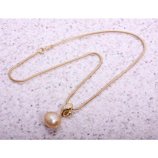 質屋出品》k18☆ゴールデンパールのペンダントネックレス☆C 質屋出品》k18☆ゴールデンパールのペンダントネックレス☆C