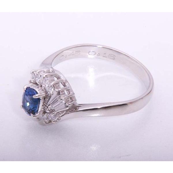 質屋出品》Pt900☆天然サファイア+ダイアモンドリング☆C-3845 : c 