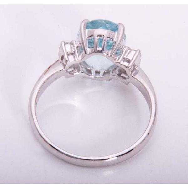 質屋出品》Pt900☆天然アクアマリン3.32ct+ダイアリング☆C-4001  