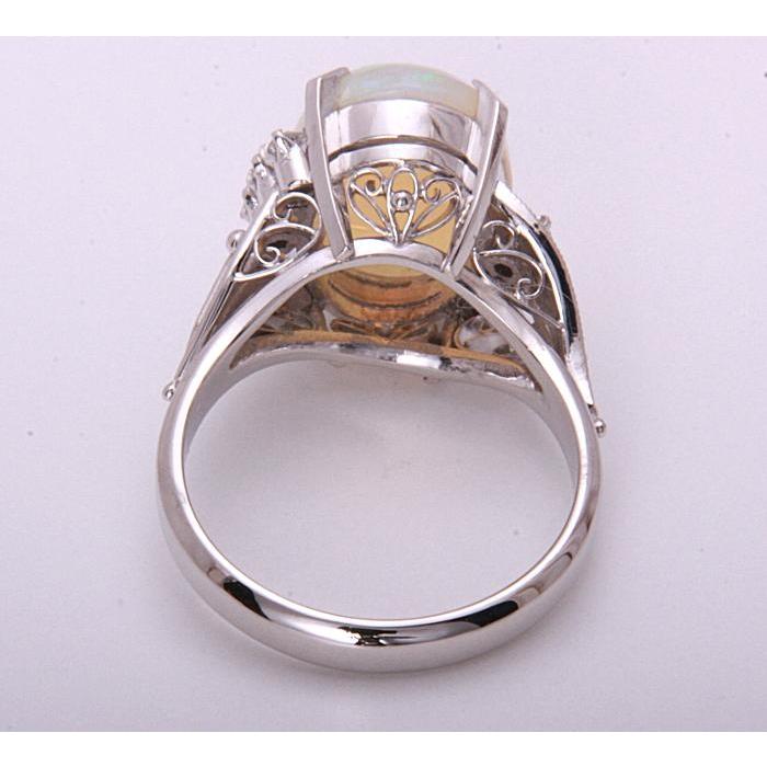 質屋出品》Pt900☆天然オパール+ダイアモンドリング☆C-4263  