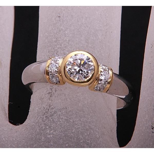 質屋出品》Pt900/k18☆天然ダイアモンド0.354ct+0.10ctリング☆C-4378  