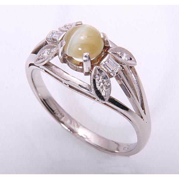 プラチナPMクリソベリルキャッツアイ ダイヤモンドリング クリソベリルキャッツアイ 0.7ct ダイヤモンド 約0.4ct プラチナ